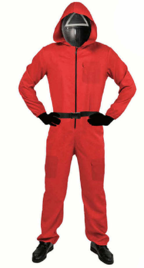 Adult Squid Game Costume Guard Tracksuit Halloween Cosplay Red - S/M(165 - 175cm) V563-12233-01-S_M