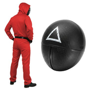 Adult Squid Game Guard Tracksuit Red Full Party Costume Set w/ Mask - Triangle Mask - S/M V563-12233_16811-02-S_M