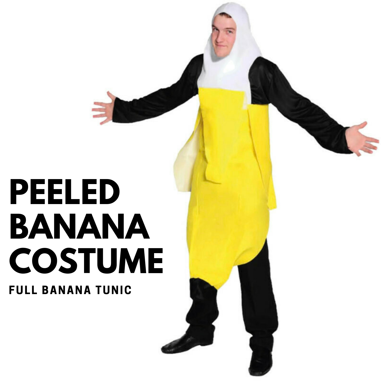 ADULT PEELED BANANA COSTUME Outfit Dress Up Party Halloween Funny Fruit V563-12530