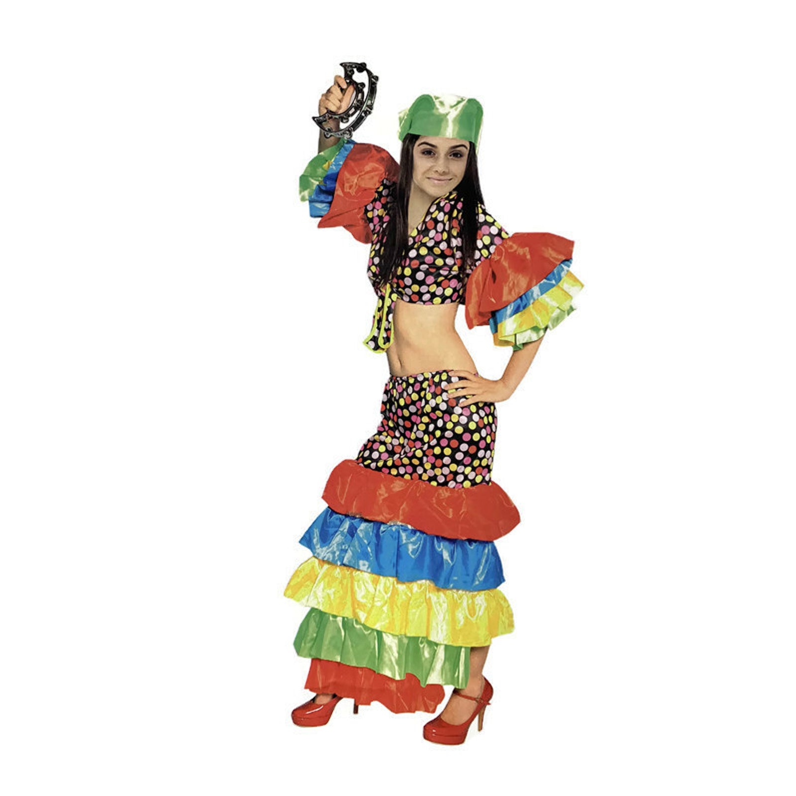 Womens FLAMENCO DANCER COSTUME Spanish Fancy Dress RUMBA Rio Carnival V563-12780