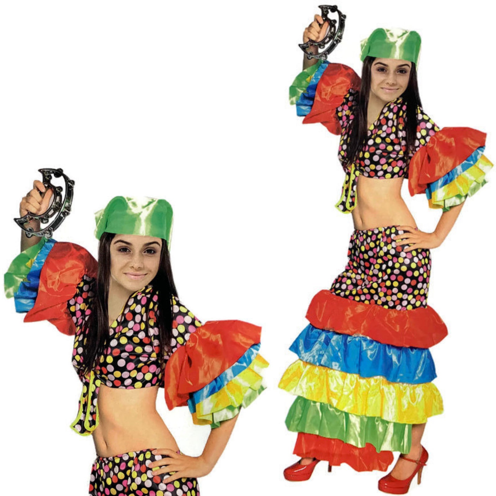 Womens FLAMENCO DANCER COSTUME Spanish Fancy Dress RUMBA Rio Carnival V563-12780