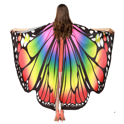 Adult Rainbow Butterfly Cape Party Costume Halloween Fancy Dress Up Accessory V563-12875