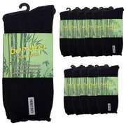 12 Pairs PREMIUM BAMBOO SOCKS Mens Heavy Duty Thick Work Socks Cushion BULK - Black - 6-11 V563-12BSOX-BLK-SIZE6-11