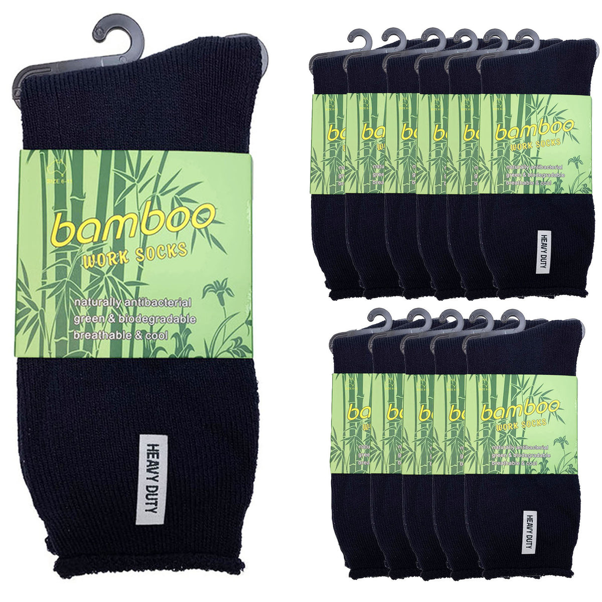 12 Pairs PREMIUM BAMBOO SOCKS Mens Heavy Duty Thick Work Socks Cushion BULK - Navy Blue - 6-11 V563-12BSOX-NVYBLU-SIZE6-11