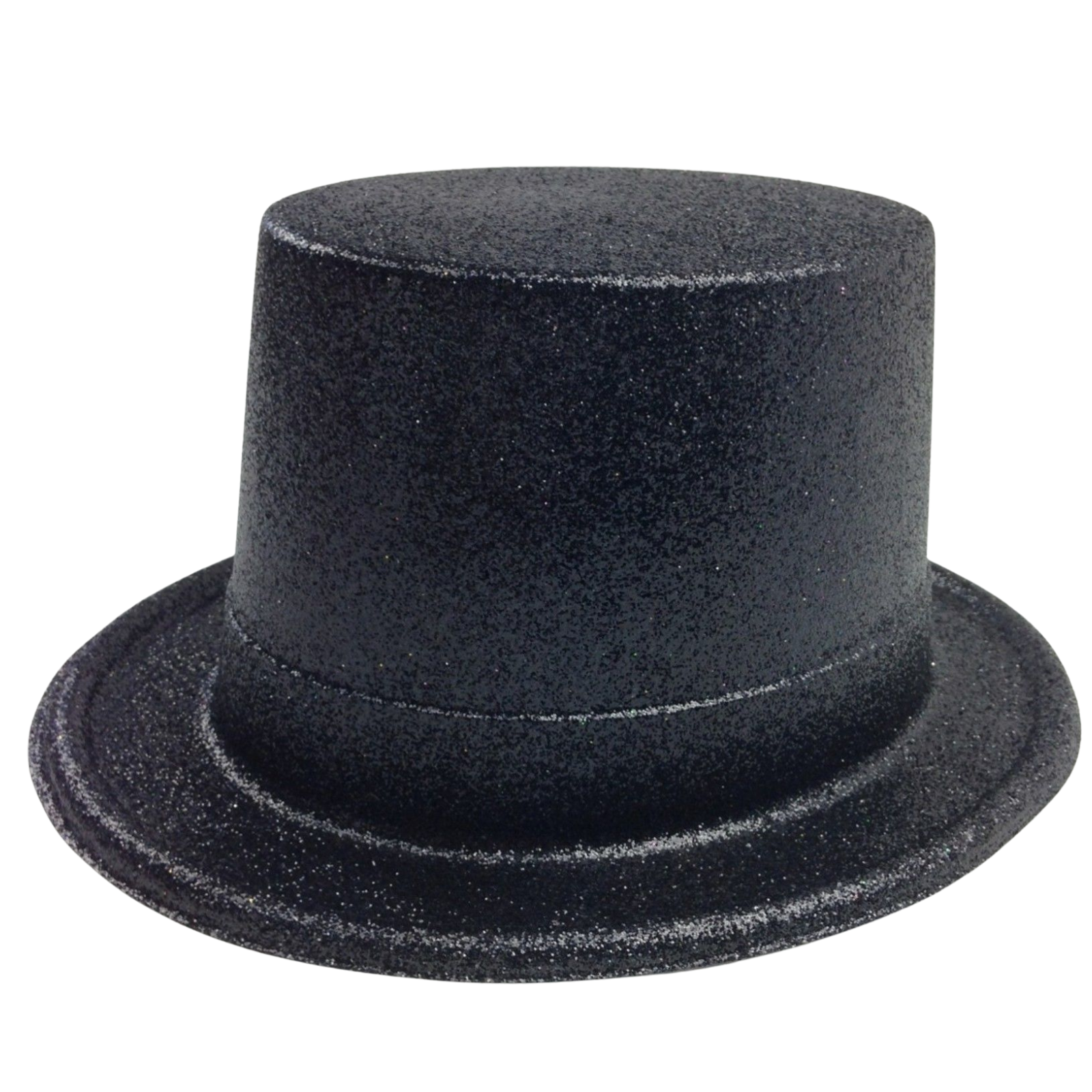 12x GLITTER TOP HAT Fancy Party Plastic Costume Tall Cap Fun Dress Up BULK - Black V563-12GLTRTOPHAT-BLK