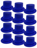 12x GLITTER TOP HAT Fancy Party Plastic Costume Tall Cap Fun Dress Up BULK - Blue V563-12GLTRTOPHAT-BLU