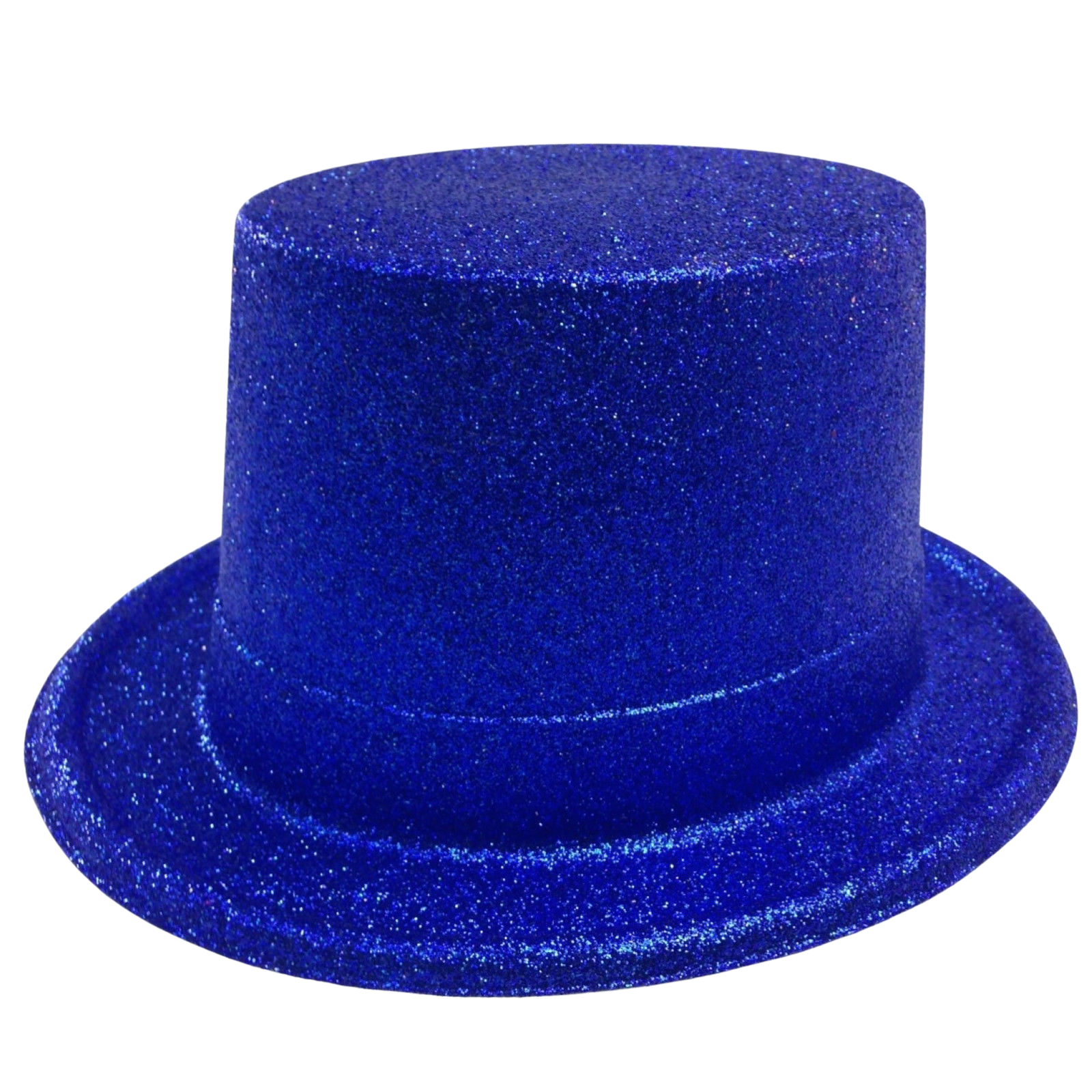 12x GLITTER TOP HAT Fancy Party Plastic Costume Tall Cap Fun Dress Up BULK - Blue V563-12GLTRTOPHAT-BLU