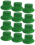 12x GLITTER TOP HAT Fancy Party Plastic Costume Tall Cap Fun Dress Up BULK - Green V563-12GLTRTOPHAT-GRN