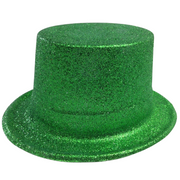 12x GLITTER TOP HAT Fancy Party Plastic Costume Tall Cap Fun Dress Up BULK - Green V563-12GLTRTOPHAT-GRN
