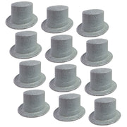 12x GLITTER TOP HAT Fancy Party Plastic Costume Tall Cap Fun Dress Up BULK - Silver V563-12GLTRTOPHAT-SLV