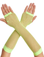 12x Long Elbow Length Fishnet Gloves Fingerless 70s 80s Womens Costume Party Bulk in Fluro Yellow V563-12PCS-18500-FLUROYELLOW