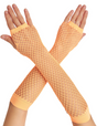 12x Long Elbow Length Fishnet Gloves Fingerless 70s 80s Womens Costume Party Bulk in Orange V563-12PCS-18500-ORANGE