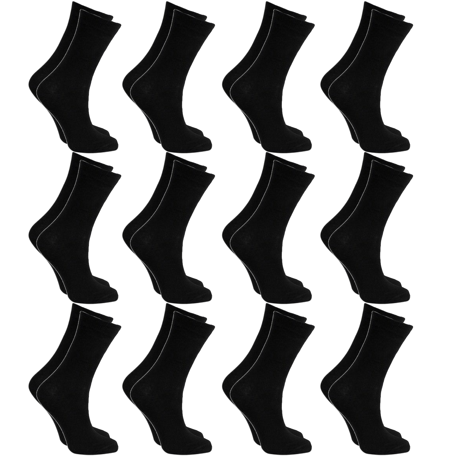 12x Pairs SCHOOL SOCKS Plain Cotton Rich Girls Boys School Uniform BULK - Black 13-3 V563-12SCHOOLSOCKS-BLK13-3