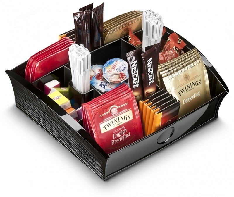 CEP Tea Coffee Storage Home Office Organizer Organiser Distributor Tray - Black V563-1300