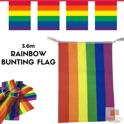 3.6m RAINBOW BUNTING FLAG Party Banner Birthday Market Stall Flags Decor Pride V563-13034-1PK