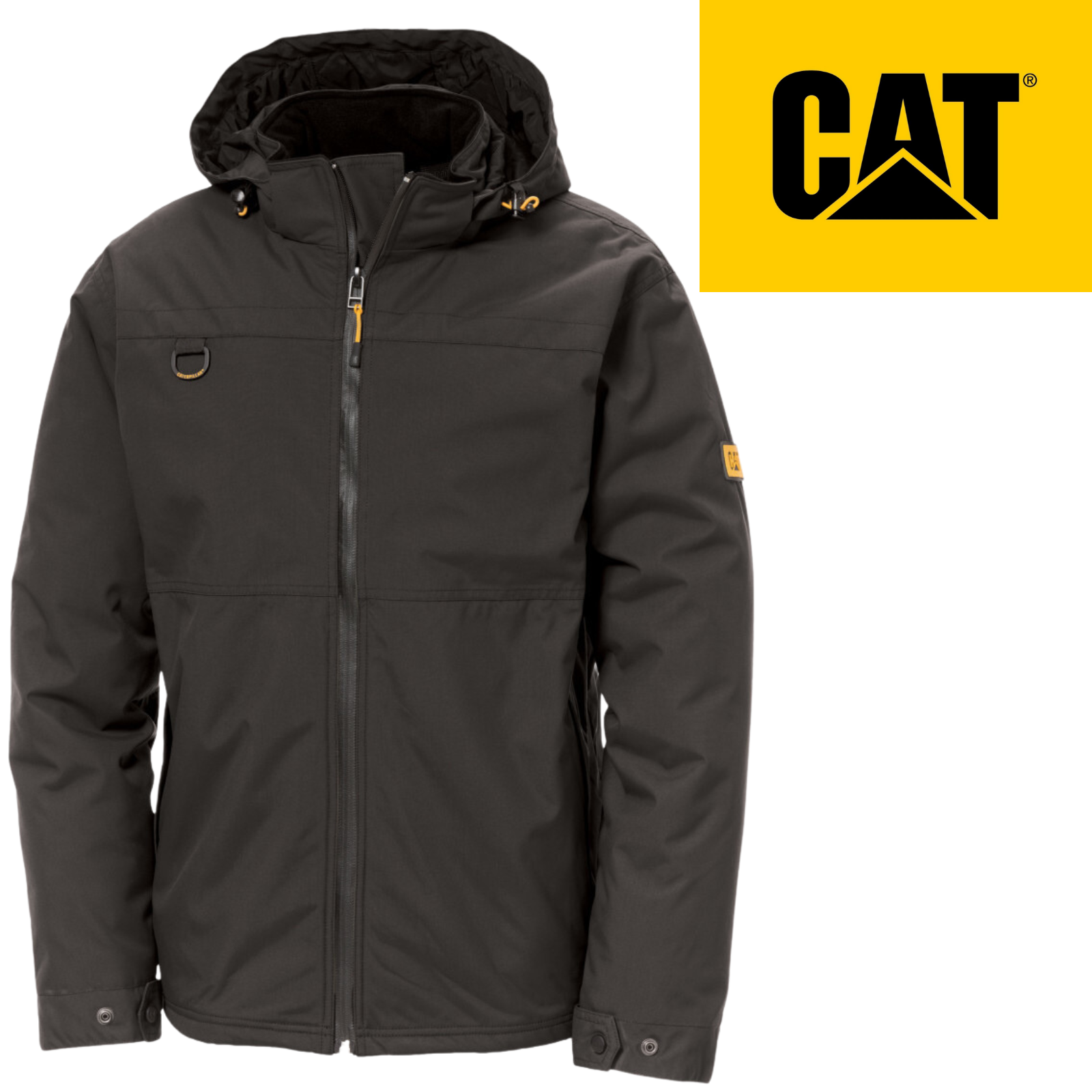 Caterpillar Mens Waterproof Zip Jacket w Hood Chinook CAT Winter Ski in Black - 3XL V563-1310017-016_BLK-3XL
