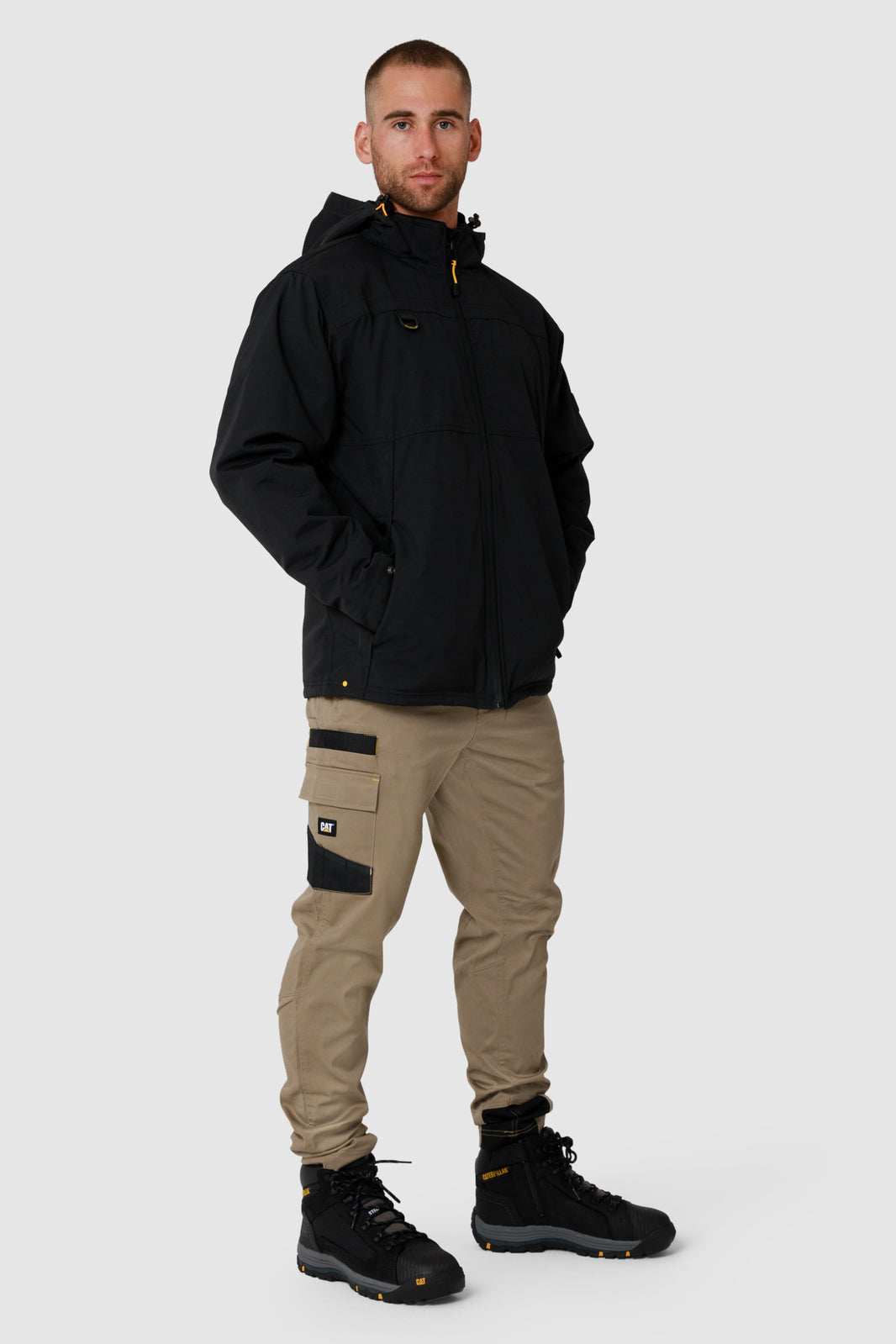 Caterpillar Mens Waterproof Zip Jacket w Hood Chinook CAT Winter Ski in Black - 3XL V563-1310017-016_BLK-3XL