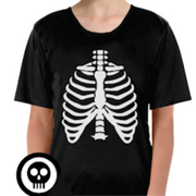 Childrens Skeleton Top Scary Kids Dress Up Halloween Book Week Bones T Shirt - L (10-12 Years Old) V563-13220-03