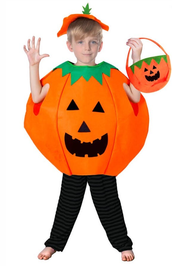 KIDS PUMPKIN COSTUME Halloween Unisex Fancy Dress Up Party Orange Vegetable V563-13232