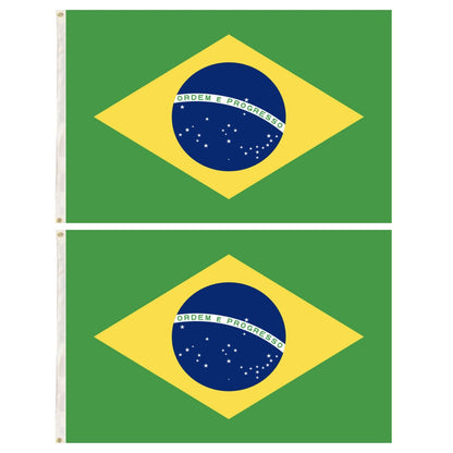 2x Brazil Country Flags Heavy Duty Brasil World Cup Brazilian - 150cm x 90cm V563-13244_2X