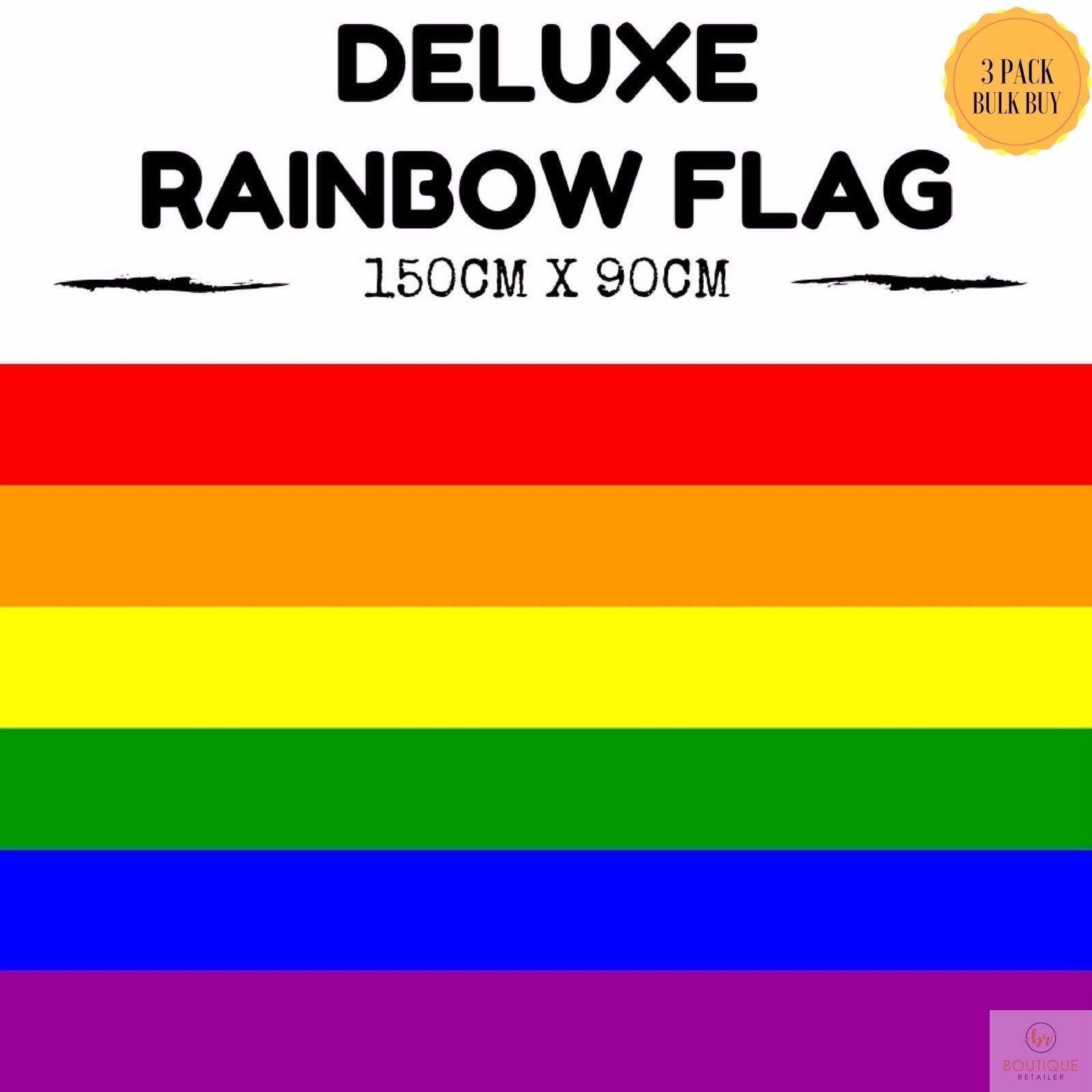 3x DELUXE RAINBOW GAY PRIDE FLAG Banner 150x90cm 3x5ft w Metal Eyelets BULK V563-13250-3PCS