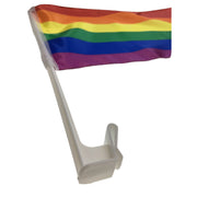 2x RAINBOW CAR FLAG with Window Clip Flags Australia Day 30cm x 45cm Gay Pride V563-13251-2PK