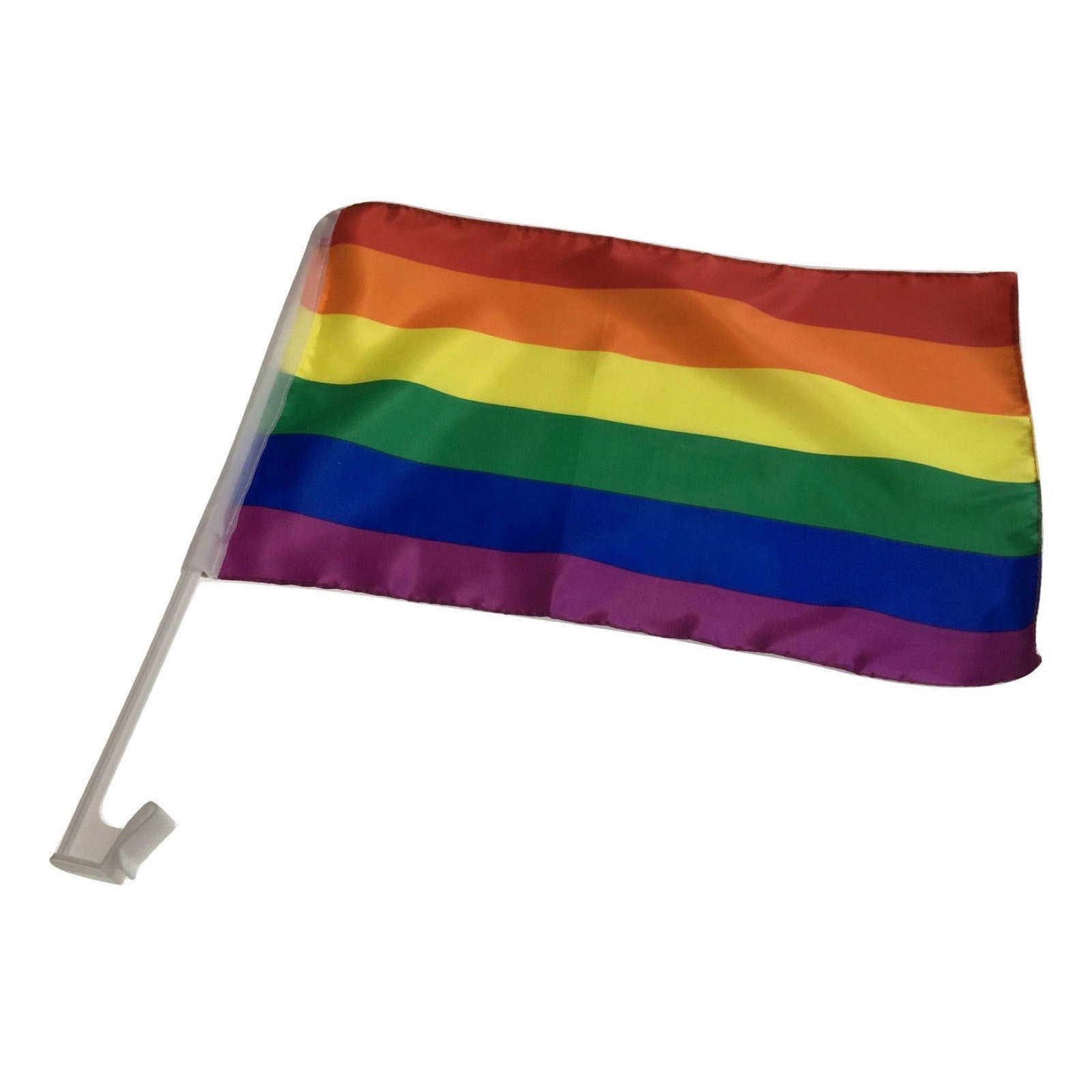 2x RAINBOW CAR FLAG with Window Clip Flags Australia Day 30cm x 45cm Gay Pride V563-13251-2PK