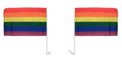 2x RAINBOW CAR FLAG with Window Clip Flags Australia Day 30cm x 45cm Gay Pride V563-13251-2PK