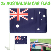 2x AUSTRALIA CAR FLAG with Window Clip Flags Australia Day 30cm x 45cm V563-13264-2PK