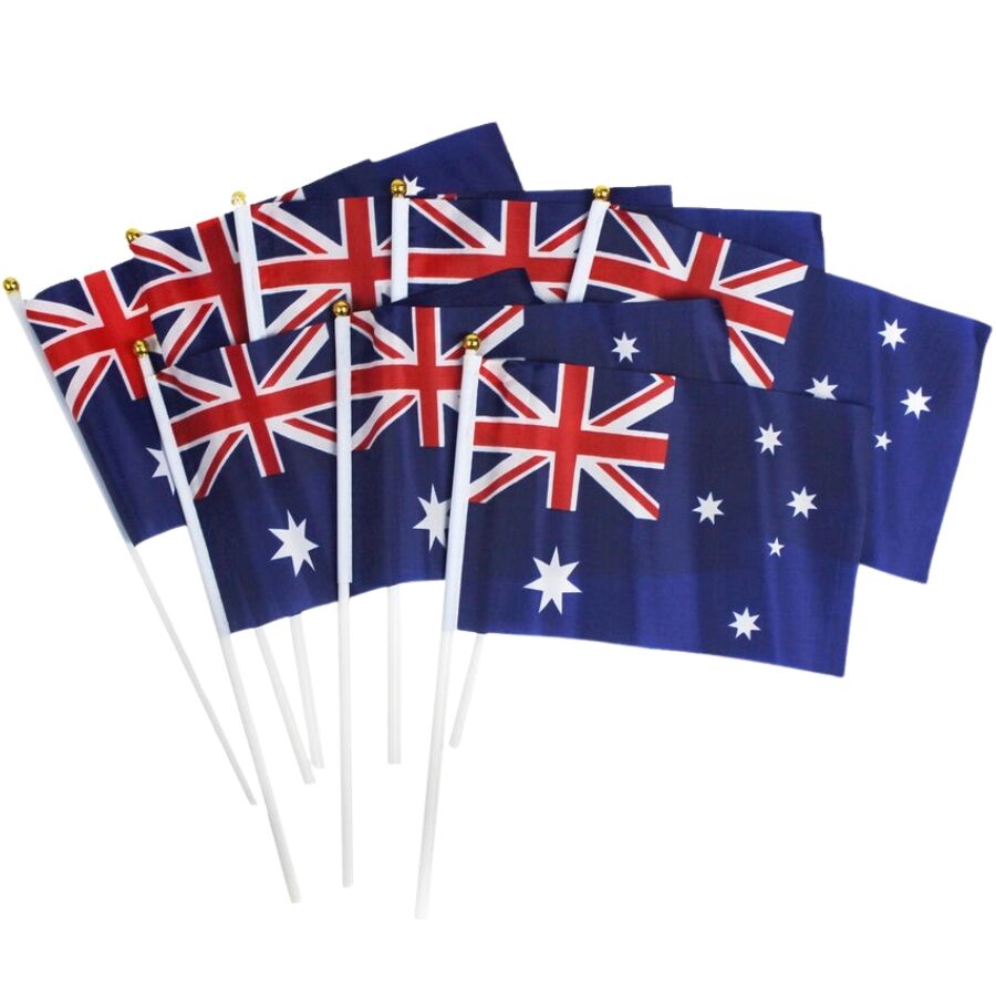 Australian Hand Flags - Set of 8 (14cm x 21cm) - Perfect for Australia Day Celebrations V563-13267