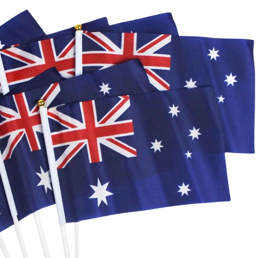 Australian Hand Flags - Set of 8 (14cm x 21cm) - Perfect for Australia Day Celebrations V563-13267