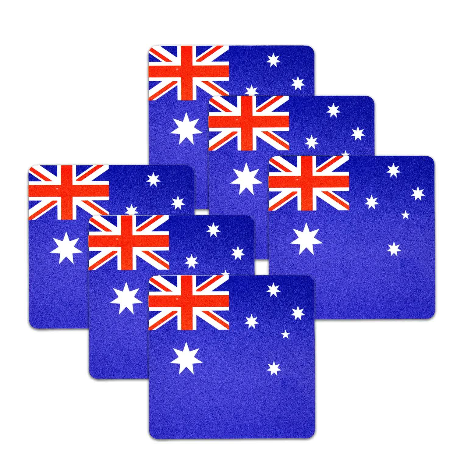 6pcs AUSTRALIA FLAG COASTERS Placemat Table Drinks Wine Beer Holder Souvenir V563-13270-1PK