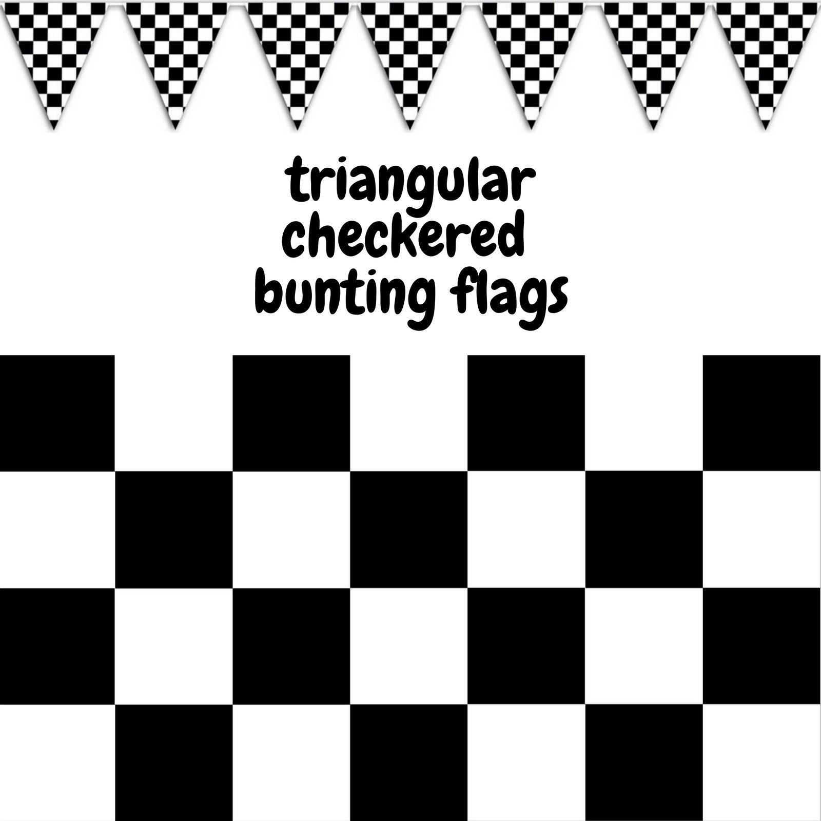 CHECKERED BUNTING FLAG Race Car Chequered Flag Banner Hanging Decoration Triangular - 10.8 Metres V563-13280-3PK