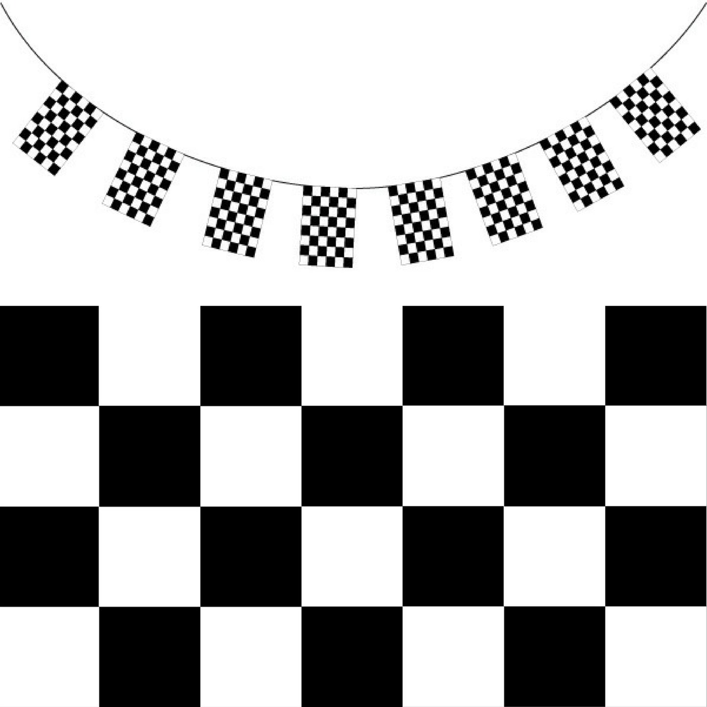CHECKERED BUNTING FLAG Race Car Chequered Flag Banner Hanging Decoration Rectangular - 10.8 Metres V563-13281-3PK