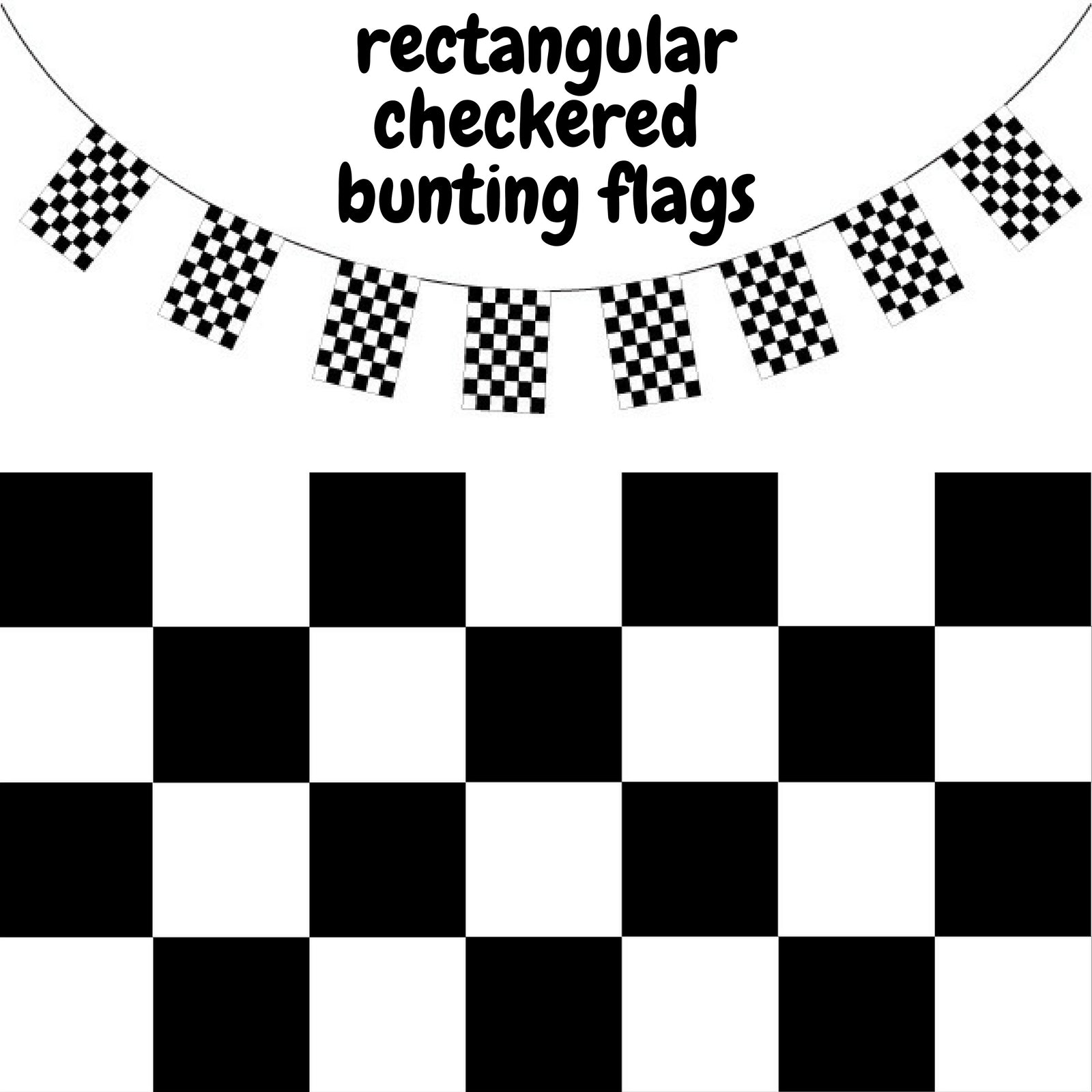 CHECKERED BUNTING FLAG Race Car Chequered Flag Banner Hanging Decoration Rectangular - 10.8 Metres V563-13281-3PK