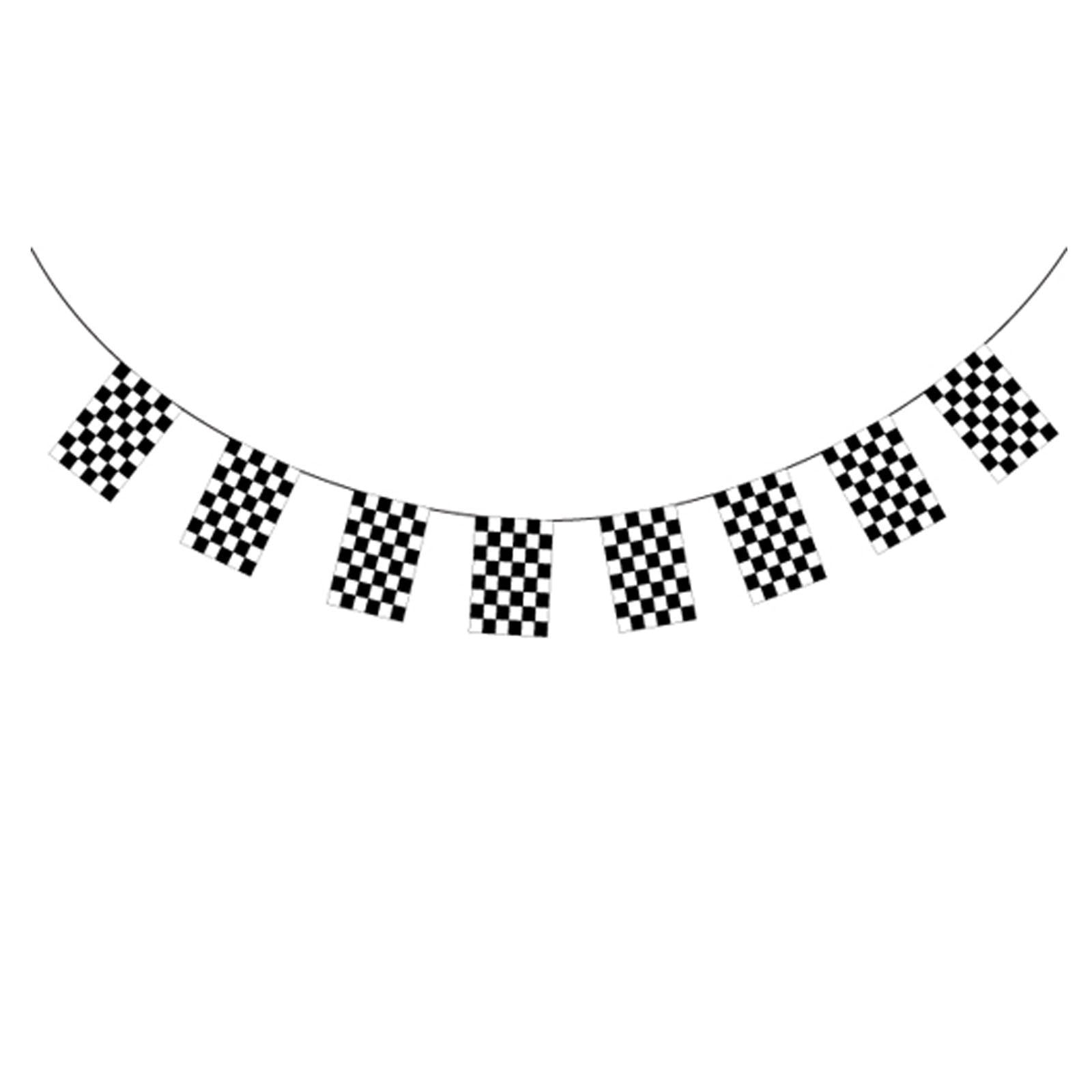 CHECKERED BUNTING FLAG Race Car Chequered Flag Banner Hanging Decoration Rectangular - 10.8 Metres V563-13281-3PK