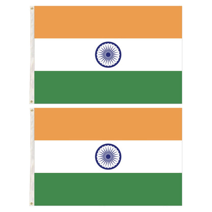 2x India Country Flags Indian Heavy Duty National Cricket Diwali Divali - 150cm x 90cm V563-13287_2X
