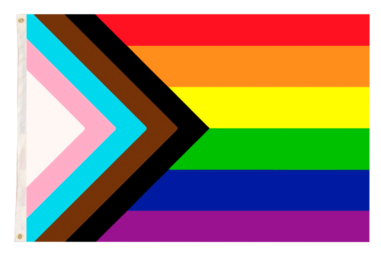 Deluxe Rainbow Progress Gay Pride Flag LGBTQ+ LGBTQIA Banner - 150x90cm V563-13289