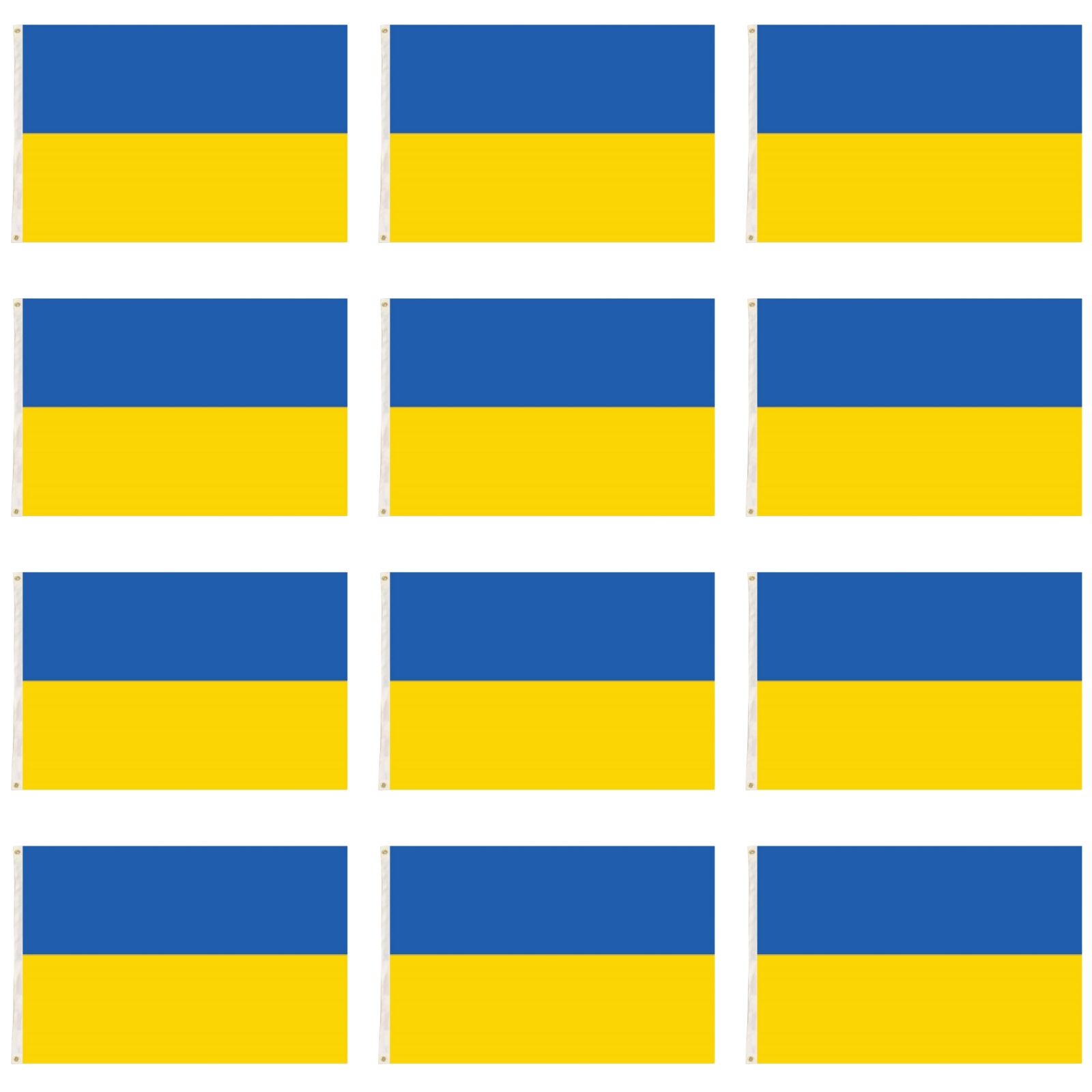 12x Ukraine Country Flag Ukrainian Heavy Duty with Metal Eyelets - 150cm x 90cm V563-13295_12X