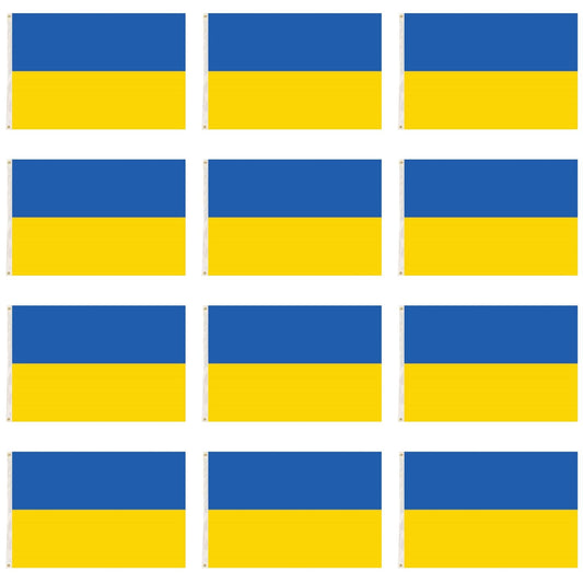 12x Ukraine Country Flag Ukrainian Heavy Duty with Metal Eyelets - 150cm x 90cm V563-13295_12X