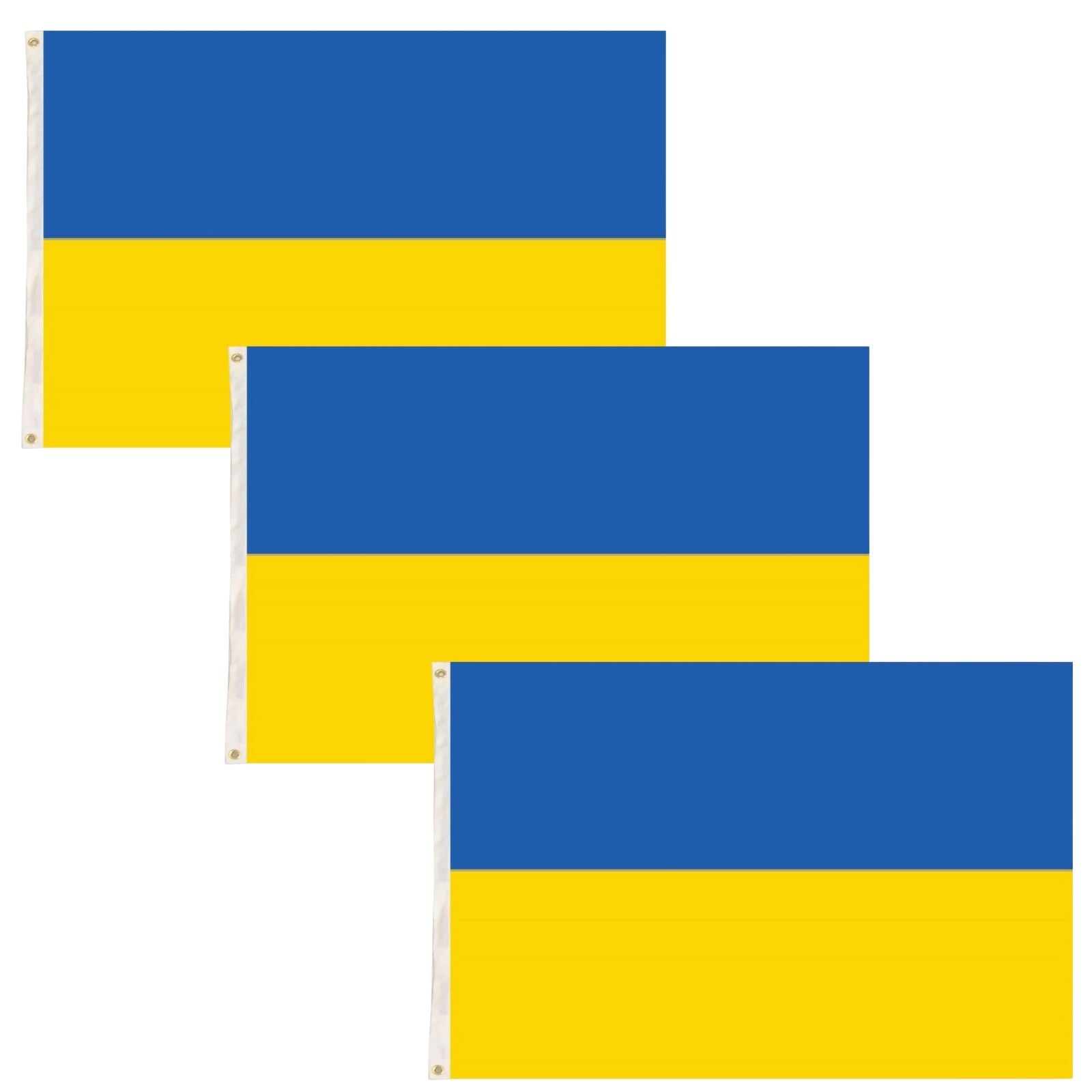 3x Ukraine Country Flag Ukrainian Heavy Duty with Metal Eyelets - 150cm x 90cm V563-13295_3X