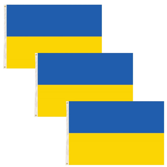 3x Ukraine Country Flag Ukrainian Heavy Duty with Metal Eyelets - 150cm x 90cm V563-13295_3X