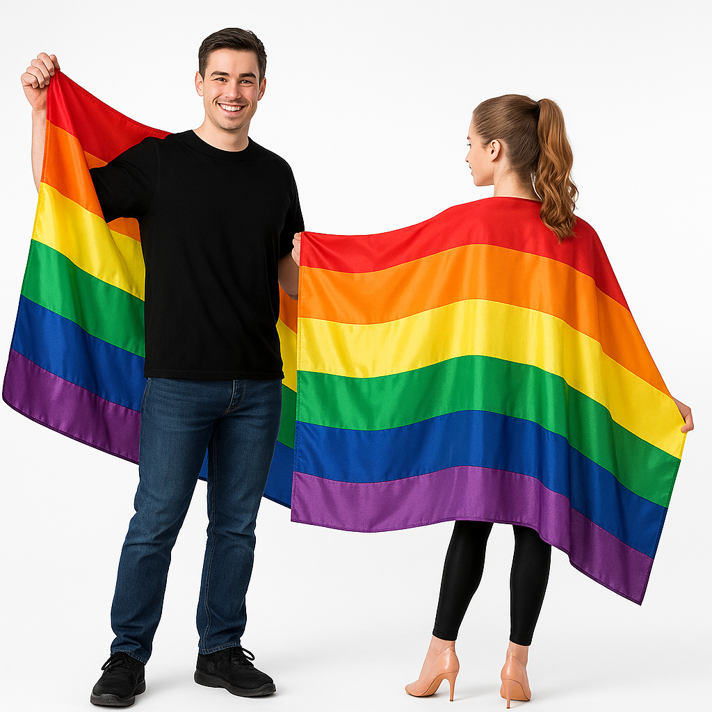 Rainbow Flag Cape Banner Decor Pride Mardi Gras - 150cm x 90cm V563-13301