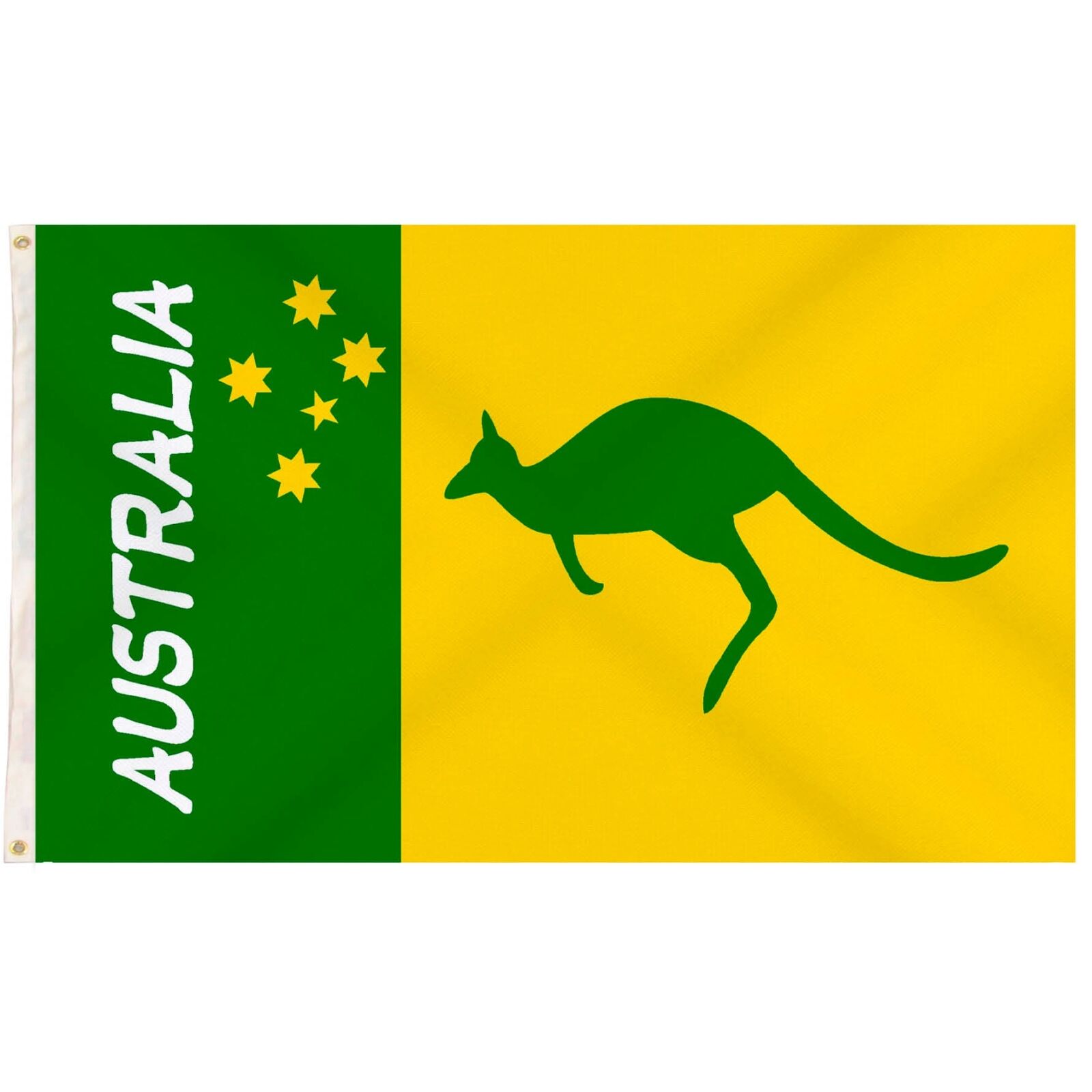 Australian Green and Gold/Yellow Flag w/ Kangaroo - 90x150cm Australia Day V563-13302