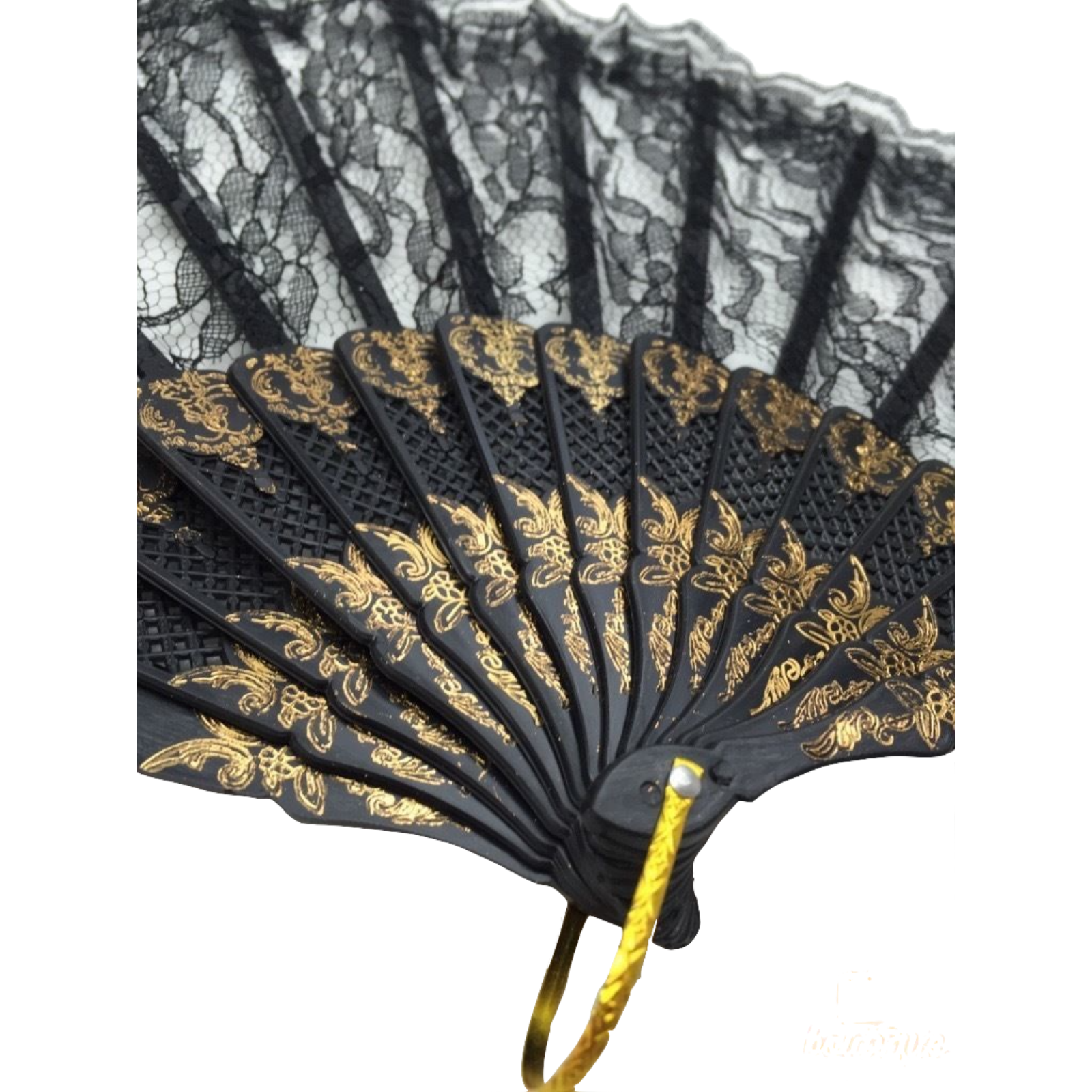 Lace Folding Hand Fan Bridal Wedding Party Spanish Costume Accessory - Black V563-13700-BLK