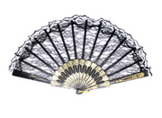 Lace Folding Hand Fan Bridal Wedding Party Spanish Costume Accessory - Black V563-13700-BLK