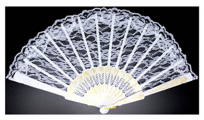 Lace Folding Hand Fan Bridal Wedding Party Spanish Costume Accessory - White V563-13700-WHT