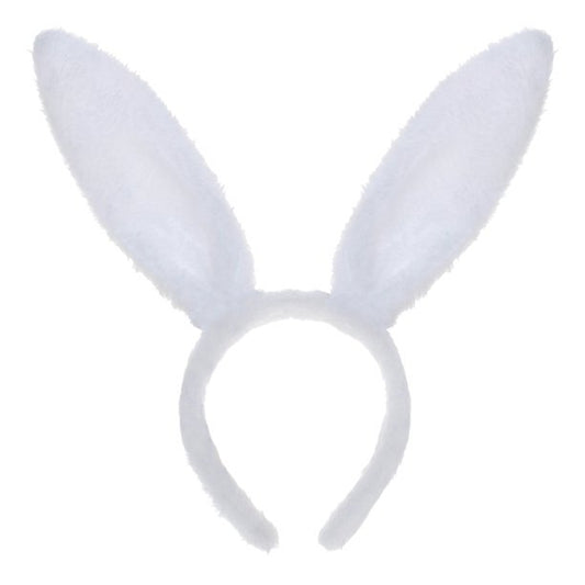 BUNNY EARS HEADBAND Hairband Easter Costume Party Accessory Fancy Dress V563-14745-WHT