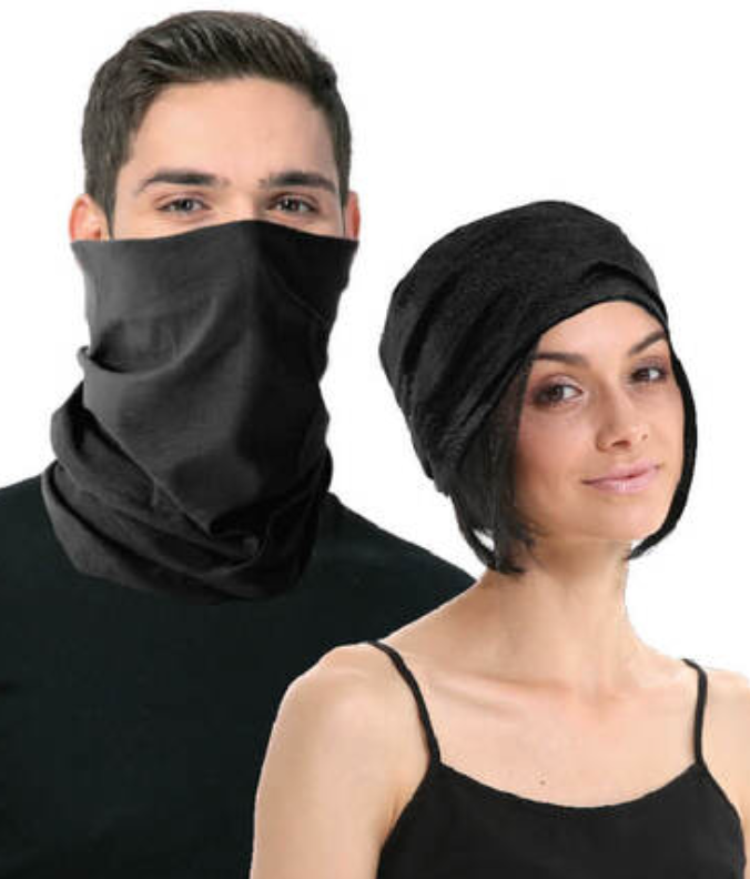 Seamless Tube Bandana Head Scarf Face Cover Mask Gaiter Ski Snow in Black V563-14775-BLACK