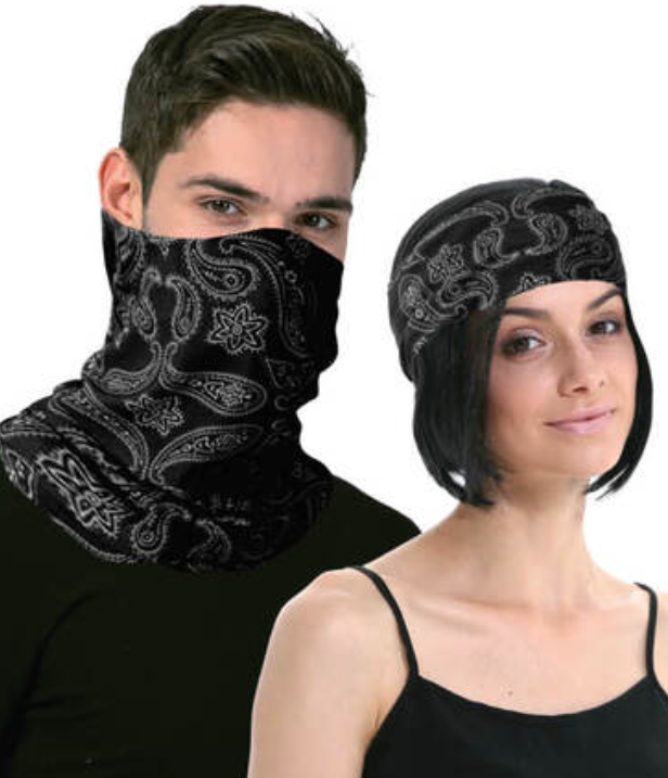 Seamless Tube Bandana Head Scarf Face Cover Mask Pattern Mask Neck Gaiter - Black V563-14776-BLACK